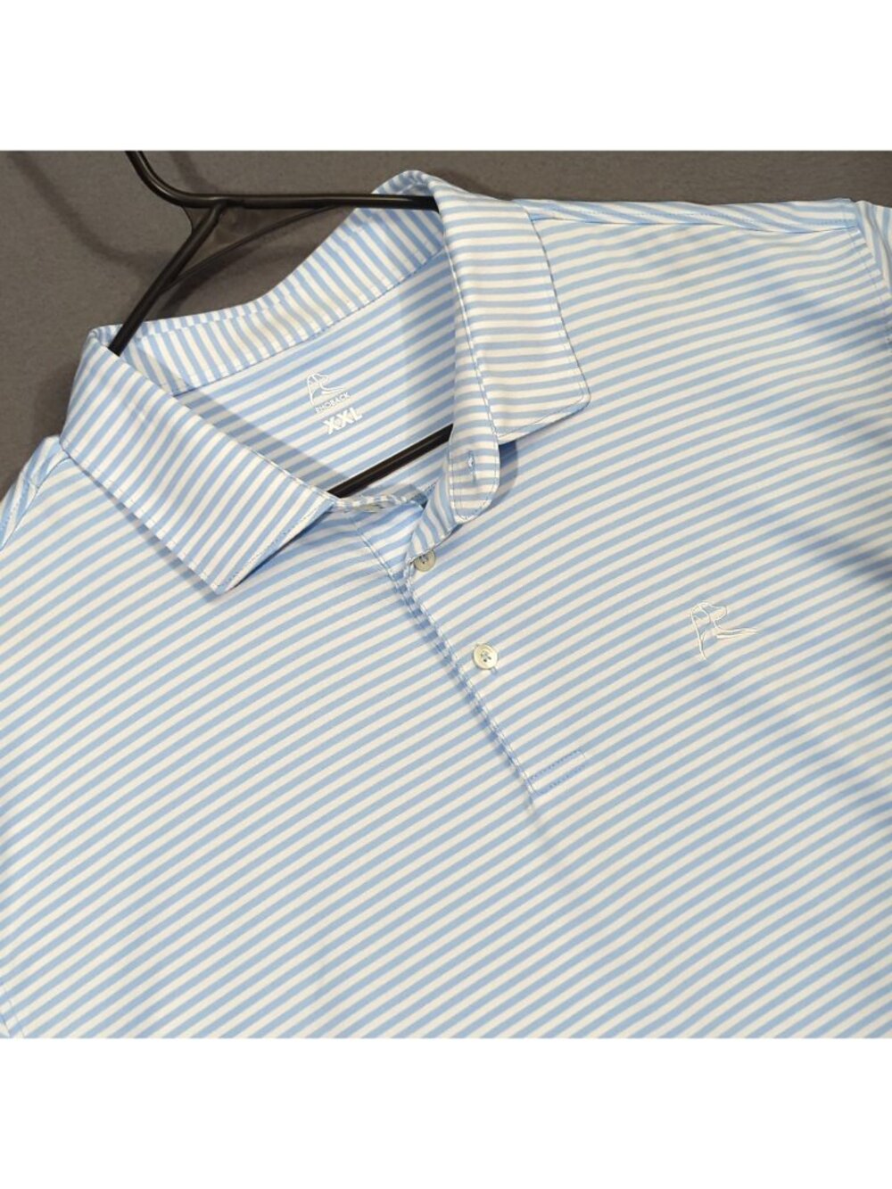 Rhoback Polo Shirt Men's XXL Blue Striped Short Sleeve Performance Stretch Golf